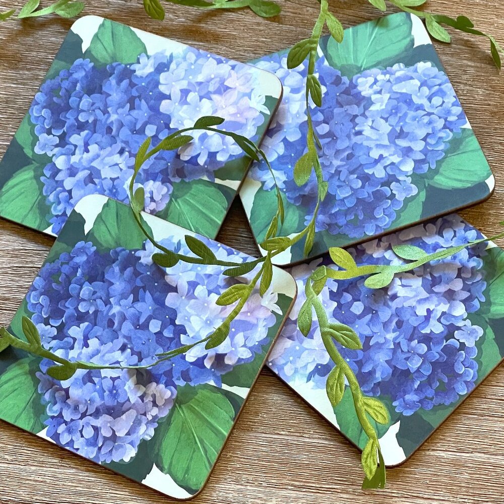 Vibrant Hydrangea Coasters (set of 4) -NEW